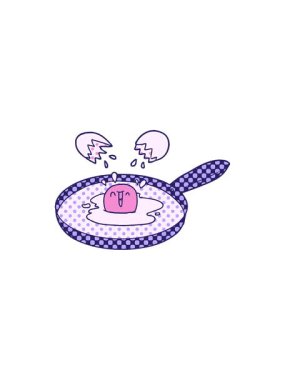 Radyoaktif parlak çizgi film animasyonu yumurta kızartma