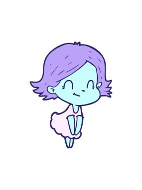 Çizgi film dost kız tasarımının canlandırma efektini göster