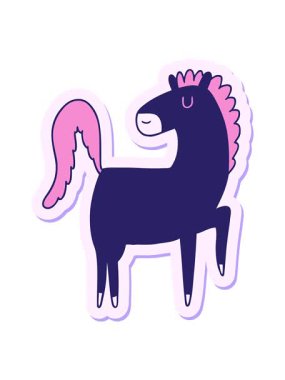 Mutlu bir at çizgi filminin çıkartmasının hareketli canlandırması