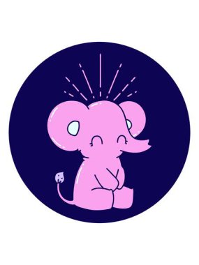 Neon ışık efektleri dövmeli şirin bir filin canlandırması