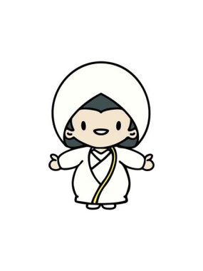 Geleneksel düğün kıyafetli mutlu Japon kadının hareketli animasyonu.