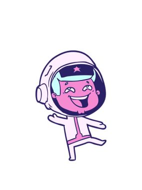 Çizgi film mutlu uzay adamının animasyonunu genişletiyor.