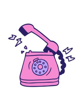 Karikatür karikatürünün titreşimli hareketli animasyonu. Eski bir çevirmeli telefon.