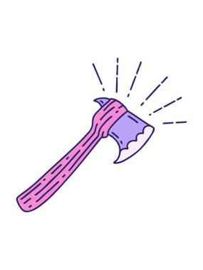 Geleneksel dövme stili baltanın canlandırmasını salla ve duraklat