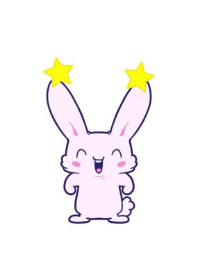 dönen yıldızlar çizgi film tavşanının gülüşünün animasyonu