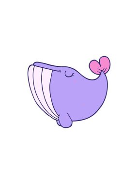 Yıldız patlaması efekti çizgi filmlerinin sevimli balina çizimleri