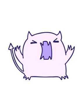 Tatlı bir kawaii şeytanının karikatür çiziminin basınçlı animasyonu