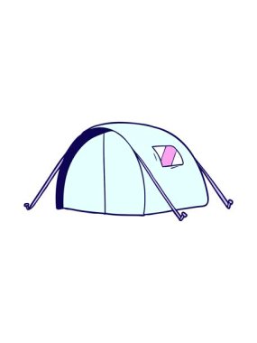 Çadır çizgi film elementinin neon ışık efekti canlandırması