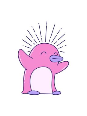 Geleneksel dövme stili mutlu penguenin titreşimli animasyonu