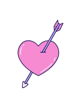 Parlak ışık efekti bir okun ve kalbin klasik dövme tarzının animasyonu