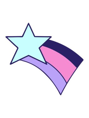 Kayan bir gökkuşağı yıldızının tatlı çizgi filminin basınçlı animasyonu