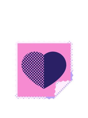 Kalp sembolü grafik kare etiket damgasının zıplama hareketi animasyonu