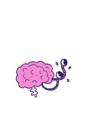 Bir canavar beyninin çizgi film karalamalarının zıplama hareketi