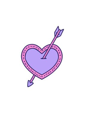 Bir okun ve kalbin dövme şeklindeki karalamalarının hareketli animasyonu