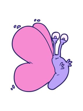 Komik kelebek çizgi filminin basınçlı animasyonu