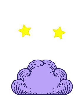 Dönen yıldızlar geleneksel bulut tarzında dövme animasyonu