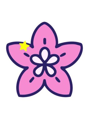 Parıldayan yıldızlar Japon tarzı bir çiçek tasarımının animasyonunu etkiler.