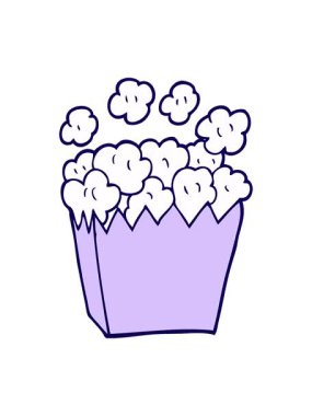 Çizgi filmin neon ışık efektleri çizgi film karalaması patlamış mısır.