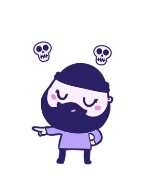 Sakallı sevimli çizgi film adamı animasyonu.