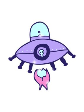 Çizgi film karalama uzay gemisinin ışıltı etkisi