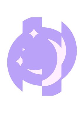 Bir ay ve yıldızın dövme stili görüntüsü bölünmüş hareket canlandırması