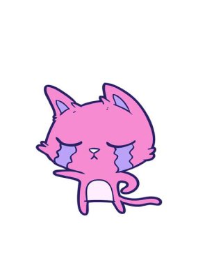 Ağlayan çizgi film kedisinin hareketli animasyonu