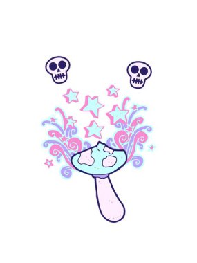 Bir çizgi film karakteri mantarının kafatası animasyonu