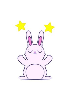 dönen yıldız animasyonu el çizimi tuhaf tavşan