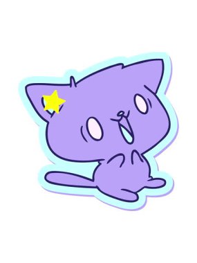 Parlayan yıldızlar, sevimli kawaii kedisinin çizgi film çiziminin animasyonunu etkiler.