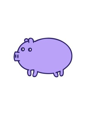 Şişko domuzun sevimli çizgi filminin dönen hareketli animasyonu.