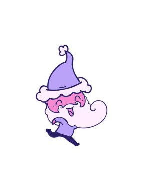 Noel Baba şapkası takan mutlu sakallı adamın animasyonuna dikkat çekmek.