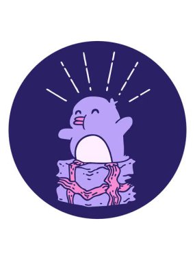 Dövme stili penguen simgesinin titreşimli hareketli animasyonu