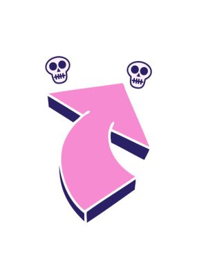 dönen kafatası animasyonu elle çizilmiş tuhaf çizgi film oku