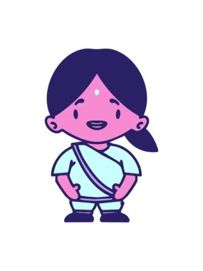 Kuşak tasarımı takan mutlu Hintli kadının animasyonu