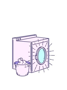 Geleneksel dövme tarzı çamaşır makinesinin animasyonunu genişletiyorum.