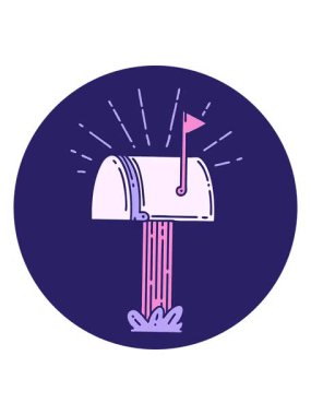 Dövme stili kapalı posta kutusunun titreşimli hareket simgesi