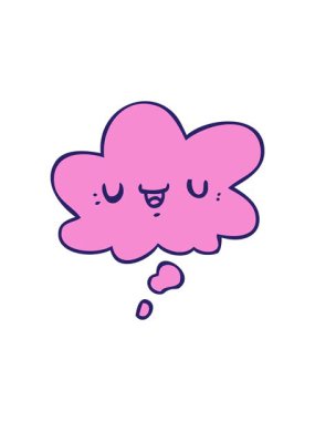 Mutlu çizgi film suratının düşünce baloncuğu ile canlandırma etkisi