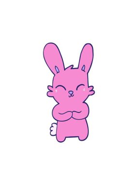 Tatlı el çizimi çizgi film tavşanının dönen hareketli animasyonu