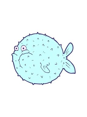 Çizgi film kirpi balığının hareketli baskısı