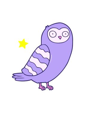 Parlayan yıldızlar çizgi film baykuşunun animasyonunu etkiler.