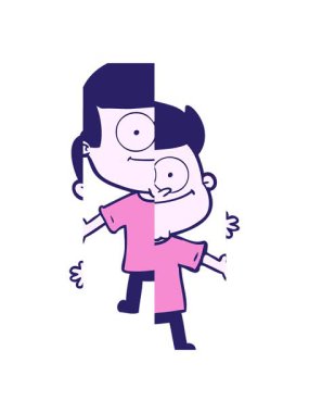 Karikatür mutlu adamın bölünmüş hareket animasyonu