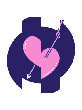 Bir ok ve kalbin ikonik dövme tarzının bölünmüş hareket animasyonu