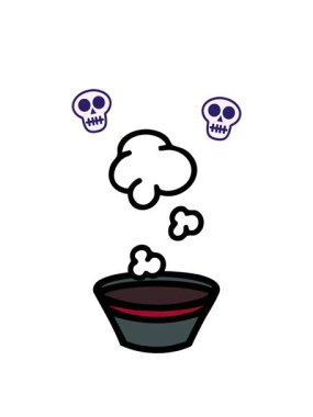 Basit bir Japon sıcak sake bardağının kafatası animasyonu.