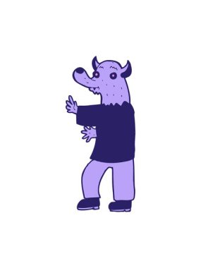 Karikatür kurtadam animasyonunu salla ve durdur