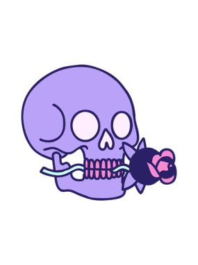 Dikkat çekici dövme animasyonu geleneksel kafatası stilinde