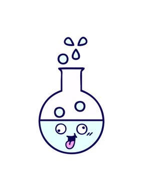 Test tüpünün sevimli çizgi filminin neon ışık efekti animasyonu