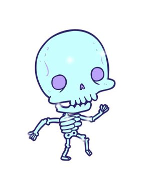 Dans eden şirin iskeletin ışıltı efekti.