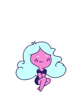 Ayağa kalk ve tatlı Kawaii kızının çizgi film çiziminin animasyonunu uçur.