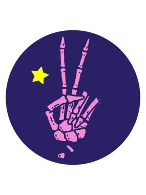 Parıldayan yıldızlar, barış işareti iskeletinin canlandırılmasını etkiler.