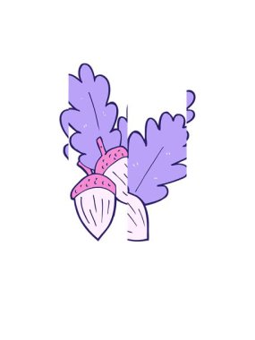 Karikatür meşe palamutlarının bölünmüş hareketi